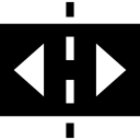 retângulo horizontal dividido em dois com setas nas laterais 