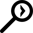 simbolo di ricerca della lente d'ingrandimento con la freccia destra all'interno icona