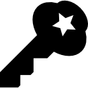 klucz z symbolem interfejsu bezpieczeństwa gwiazdy ikona
