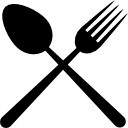 símbolo de cubiertos de restaurante de una cruz 
