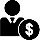 Job search symbol of a man with dollar coin 