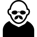 avatar de hombre con cabeza calva, gafas de sol y bigote 