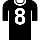 camiseta de futbolista con numero 8 icon