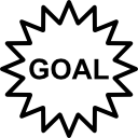 Goal word in a label of star shape icon