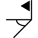voetbalveldhoek met zwarte driehoekige vlag in de hoek icoon