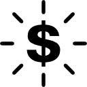 signo de dólar con luz 