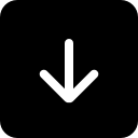 símbolo de seta para baixo no botão quadrado preto 