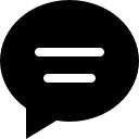 símbolo de interface de bate-papo oval preto com linhas de texto 