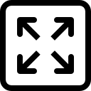 Полноэкранный интерфейс символа четырех стрелок в квадратной кнопке 