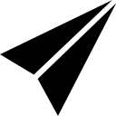 avión de papel negro doblado forma de flecha triangular icon