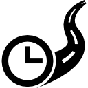 relógio na estrada, símbolo do tempo de viagem 