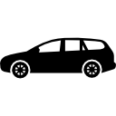 widok z boku czarny samochód skierowany w lewo ikona