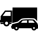 Travelling vehicles of a road icon