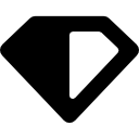 diamantformsymbol mit schwarzen und weißen halben teilen icon