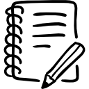cuaderno y lápiz herramientas de escritura dibujadas a mano 