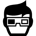 jongen met 3d-bril in de bioscoop icoon