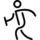uomo di bastone sportivo che cammina con un oggetto icona