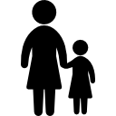 silhuetas de mãe e filho 