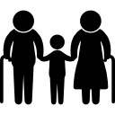 abuela y abuelo con siluetas familiares de niño 