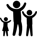 père avec enfants levant les bras Icône