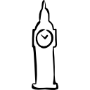 wieża zegarowa ręcznie rysowane zarys ikona
