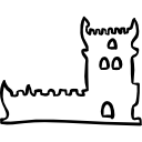 castillo antiguo edificio dibujado a mano contorneado 