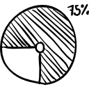 boceto circular de carga del cargador con un 75 por ciento completado icon