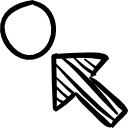 Arrow pointing a circle sketch icon