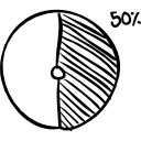 círculo de gráfico con boceto completo del 50 por ciento 