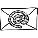 email enveloppe esquissée avec signe arroba Icône