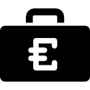 des euros dans une valise Icône