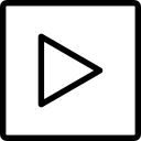 triángulo de flecha derecha en contorno de botón cuadrado icon