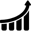 gráfico de barras de estatísticas financeiras com seta para cima 