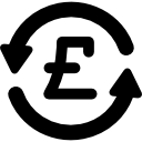 pfund-währungszeichen im pfeilkreis gegen den uhrzeigersinn 