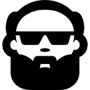 volto di uomo calvo con barba e occhiali da sole icona