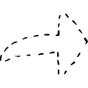 flecha hacia adelante con línea discontinua 