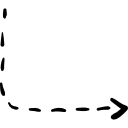 gire la flecha derecha con línea discontinua icon