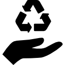 mano sosteniendo la marca de reciclaje icon