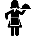 donna con piatto in mano icona