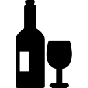 bouteille et verre de vin Icône