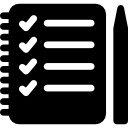 notebook met lijst en potlood icoon