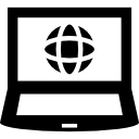 laptop z kulą ziemską ikona