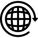 distribución global con flecha circular icon