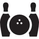 palla da bowling e due ciotole icona