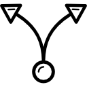 due frecce curve dal cerchio icona