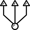connettore a tre frecce icona