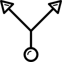 una deviazione di due frecce con il cerchio icona