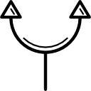 connettore a due frecce curve icona