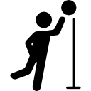 volleyballspieler mit ball und netz icon