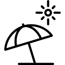 strandparasol en zon icoon